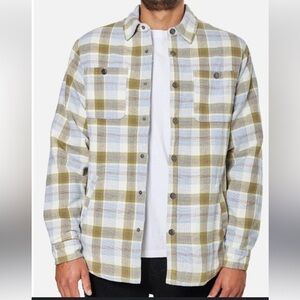 Urban Outfitters KATIN HAROLD Sherpa Flannel Shacket Air Force Blue Size S